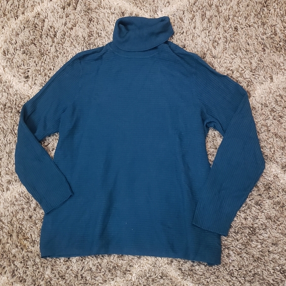 NWT Investments Plus Size Teal Turtleneck Sweater - Picture 4 of 4